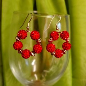 Bling beaded rich Red dressy earrings
